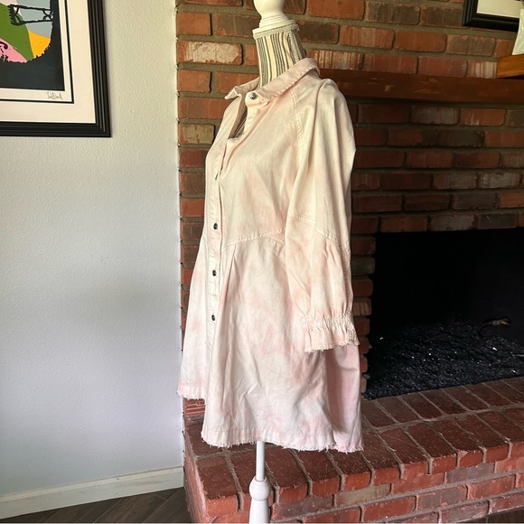 Free People Hannah Denim Mini Dress in Light Pink Tie Dye Sz S - Picture 8 of 13